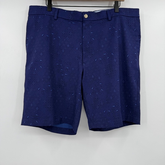 Peter Millar Short Men 38 Blue Salem Geo Paisley Performance Golf Stretch Active